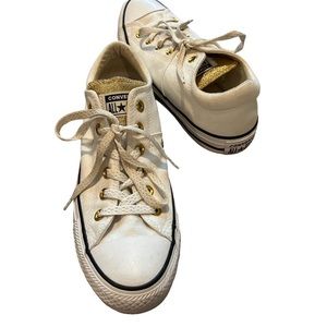 Converse Allstars-White with Gold Glitter Accents Women’s Size 10